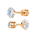 Gros plan de boucles d'oreilles rose doré avec zircon et fermoir à vis sécurisé - 2mm / Or rose