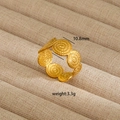 Detail macro view of 10.8mm gold-plated spiral ring with granular texture finish - Spiral Disc Style (183)