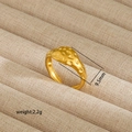 Macro shot of gold hammered stainless steel ring with 9.5mm width and 2.2g weight detail - Embossed Hammered Style (196)
