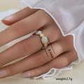 Anillo retro de acero inoxidable chapado en oro de 18K con hojas de esmalte blanco - Estilo de Esmalte Ovalado Irregular