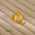 Detail showing irregular double-layered gold ear cuff with textured and smooth finishes - Double Layer Stripe Style (212)
