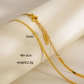 Collar de cadena de serpiente dorada de 2mm bañada en oro 18K con largo ajustable 40+5cm - Cadena de Cuchilla (Cuchilla 2mm 40+5cm)