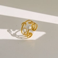 Bague dorée ajustable avec perles et motifs célestes de soleil et de lune - Style de Perle Artificielle Creuse Étoile et Lune (245) / Or/Blanc