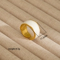 Detailed view of irregular 18K gold plated ring with 11.3mm white shell inlay detail - White Curved Surface Style (219) / Gold