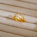 Anello aperto vintage dorato a tre strati con fiore bianco e fascia intrecciata - Stile Fiore Bianco a Tre Strati (238) / Oro