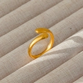 Anello minimalista in acciaio inossidabile placcato oro 18k con design a foglia tonda - Stile Sovrapposto Arrotondato Minimalista (178) / Oro