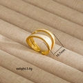Detail view of irregular 18K gold plated ring with enamel inlay and 10.7mm width specs - Inlaid Enamel Style (224) / Gold