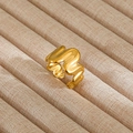 Detail of vintage gold wave ring with fluid molten texture on velvet tray - Gold Mirror Wave Irregular Style (80)