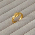 Anello regolabile a margherita in acciaio inossidabile placcato oro 18k a doppia fascia - Stile a Doppia Traccia con Margherita (200) / Oro