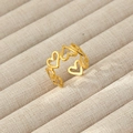 Anello in acciaio inossidabile placcato oro 18k con cuori intrecciati e marchio S925 - Stile Cuore Traforato con Marchio S925 (207) / Oro