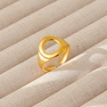 Anello aperto placcato oro 18k con design geometrico minimalista a cerchio cavo - Stile Traforato Geometrico Rotondo (296) / Oro