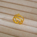 Anello a doppio strato in acciaio inossidabile dorato con croce e incisioni - Stile Croce a Doppio Strato (309)