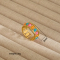 Irregular 18K gold plated stainless steel open ring with colorful drop enamel design - Colored Glaze Water Drop Style (261)