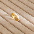 Minimalist gold open ring featuring white enamel inlays and a polished adjustable band - Gold White Block Enamel Style (159)