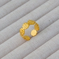 Anello aperto in acciaio inossidabile placcato oro 18k con design a fiori margherite - Stile Circondato da Piccole Margherite (303)