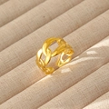 Anello aperto in acciaio inossidabile placcato oro 18k con design classico a catena cubana - Stile Catena Cubana Lucidata (304)