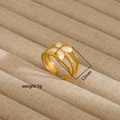 Irregular 18K gold-plated stainless steel open ring with white flower and grain texture - Four-Petal Floral Style (264)