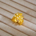 Anello regolabile placcato oro stile oceano con texture irregolare e perle bianche - Stile Perla Artificiale Lava (330)