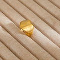 Golden heart-shaped stainless steel open ring with brushed texture in a jewelry box - Gold Heart Brushed Surface Style (214)