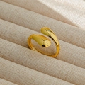 Anillo ajustable de acero inoxidable dorado con un diseño único de doble gota de agua - Abierto Ajustable / Estilo Abierto de Doble Gota de Agua (175) / Dorado