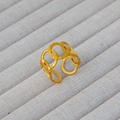 Anello aperto regolabile placcato oro 18k con design geometrico multistrato - Stile Traforato ad Anelli Multipli Sfalsati (310)