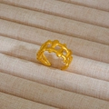 Anello regolabile dorato stile oceano con design a trama intrecciata e lucida - Stile Intrecciato Traforato (341)