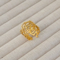 Anello traforato dorato con trama a rami di corallo in acciaio inossidabile placcato 18k - Stile Ramo a Trama Organica (312)