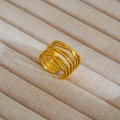 Anello largo dorato a più strati intrecciati con design regolabile e finitura lucida - Stile Avvolto Multistrato (344)