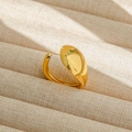Anillo abierto ajustable de acero inoxidable dorado con diseño de gota minimalista - Abierto Ajustable / Estilo Plano de Gota Irregular (179) / Dorado