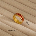 Irregular 18K gold plated stainless steel open ring with red enamel tiger pattern - Red Tiger Stripe Style (270)