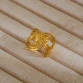 Anello dorato minimalista a più strati con fascia aperta regolabile e opaca - Stile A Linee Multistrato / Oro