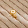 Minimalist gold tiered open ring featuring a white enamel star charm for women - Gold Multi-Layer Star White Face Style (257)