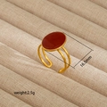 Adjustable gold stainless steel ring featuring a red oval gemstone inlay and dual-band style - Red Oval Double Style (274)