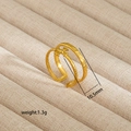 Irregular double-layer open ring with cross floral relief and 18K gold plated finish - Cross Floral Style (309)