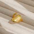 Anillo ajustable de acero inoxidable dorado con diseño minimalista de ondas irregulares - Abierto Ajustable / Estilo Ancho de Ola Simple (189) / Dorado