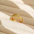 Anillo de mariposa vintage ajustable en oro con grabados detallados y diseño calado - Abierto Ajustable / Estilo Mariposa Grabada Calada (194) / Dorado