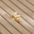 Minimalist gold butterfly ring with white shell texture inlay in jewelry display box - Butterfly White Shell Pearlescent Style (345)