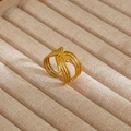 Minimalist multi-layer intertwined gold stainless steel open ring with hollowed design - Multi-layer Intertwined Wrap Style (349)