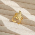 Anillo de estrella de mar ajustable vintage dorado con textura de martillo - Abierto Ajustable / Estilo de Estrella de Mar Martillado (201) / Dorado