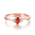 Rose gold ring with marquise-cut red stone and 18KGP hallmark on inner band - Rose Gold Red Stone