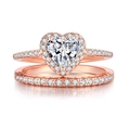 Classic rose gold heart-shaped ring set with micro-pave cubic zirconia stones - 5 / Rose Gold Plated White Zirconia
