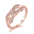 Elegant rose gold infinity bow ring with micro-paved cubic zirconia accents - Size 11 / Rose Gold Plated White Zirconia