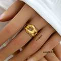 Anillo ajustable de acero inoxidable dorado con eslabones de cadena ancha moderno - Abierto Ajustable / Estilo de Eslabones de Cadena (304)