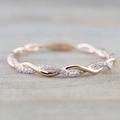 Elegante anillo trenzado en oro rosa con medio pavé de circonitas para compromiso mujer - 5# / Rosa oro