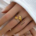 Anillo ajustable de manos que abrazan en acero inoxidable dorado, peso 1,8g y 14,6mm - Abierto Ajustable / Estilo de Manos Abrazando (299)