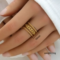Set de tres anillos apilables de acero inoxidable dorado con textura de cadena cubana - Abierto Ajustable / Estilo Apilable Juego de 3 (294)
