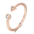 Minimalist rose gold geometric open ring featuring zircon triangle and circle elements - US 5 / Rose Gold Plated White Zirconia