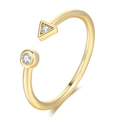 Minimalist geometric gold cuff ring featuring triangular and circular clear zircon stones - US 5 / Light Gold White Stone