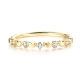 Delicate gold-plated thin ring featuring heart accents and clear zircon stones - US 6 / Light Gold White Stone