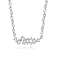 Elegante zilveren ketting met stervormige zirkonia-clusters aan een klassieke schakel - Verzilverd Witte Zirkonia / Witgoud